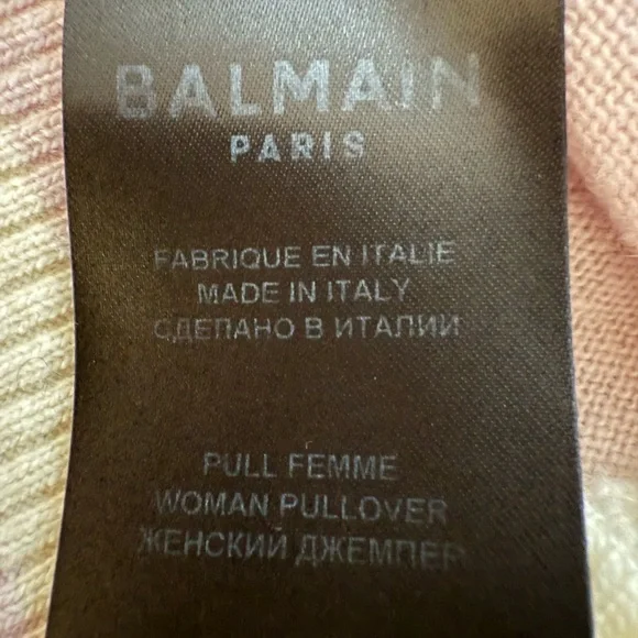 Balmain Light Pink Logo- Embroidered Jumper